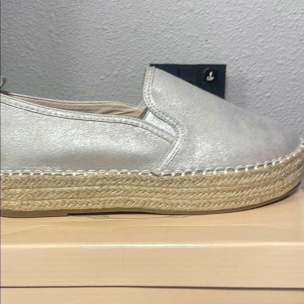 Silver Espadrille Slip-On Shoes